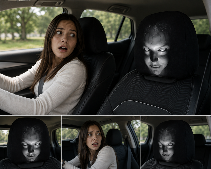 Horror Face Car Headrest Covers