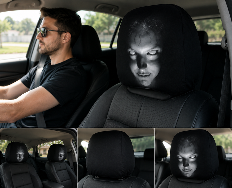 Horror Face Car Headrest Covers